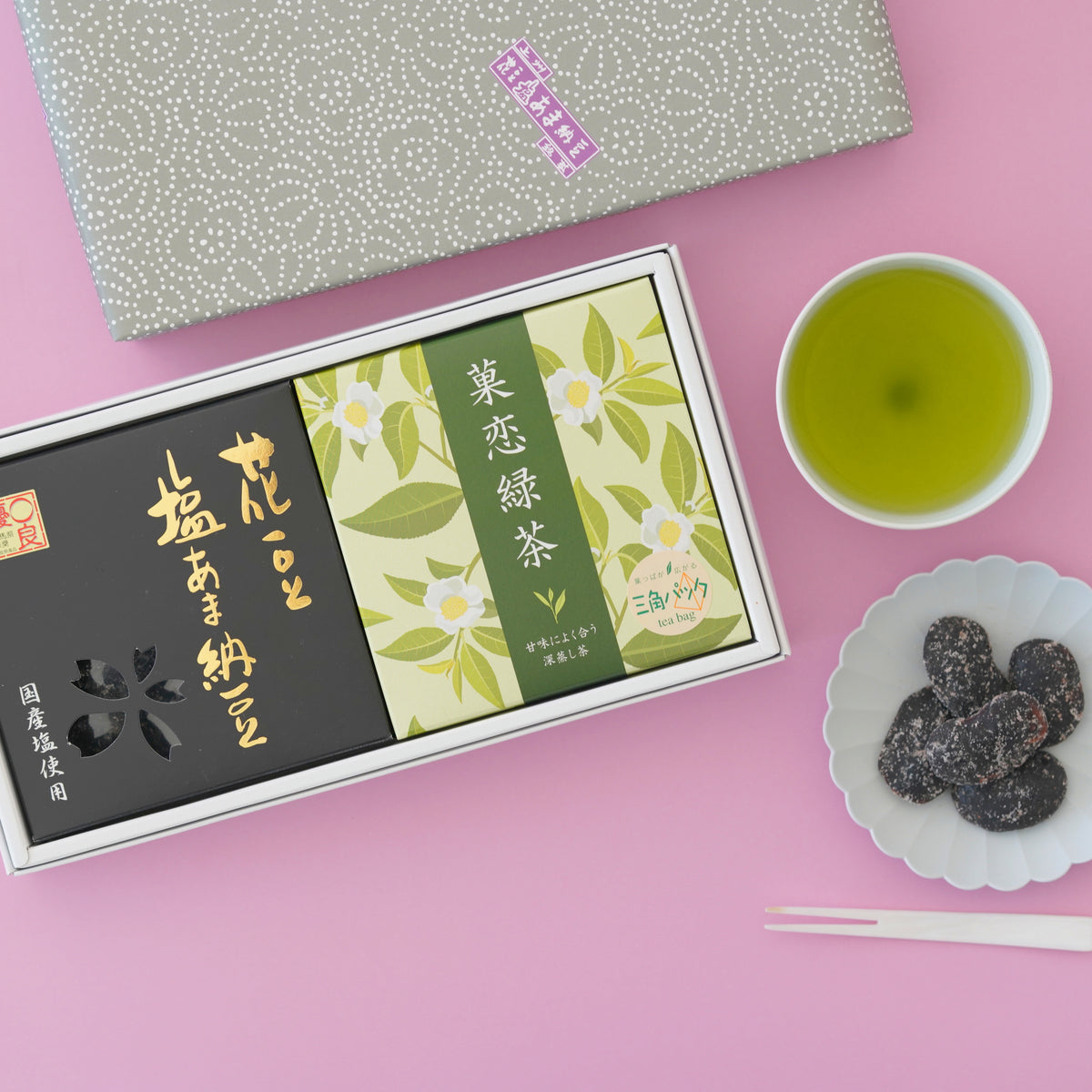 【えま出品】まとめ売り2冊　花の陰partA,B賞味期Matcha 塩あま納豆・菓恋緑茶 2個箱入ギフト – 花豆の大丸