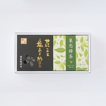 塩あま納豆・菓恋緑茶 ２個箱入ギフト